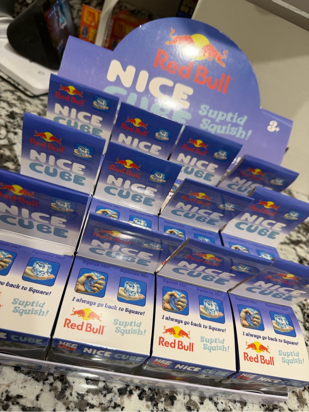 Set of 12 RedBull clear squishy cubes bulk cubes new